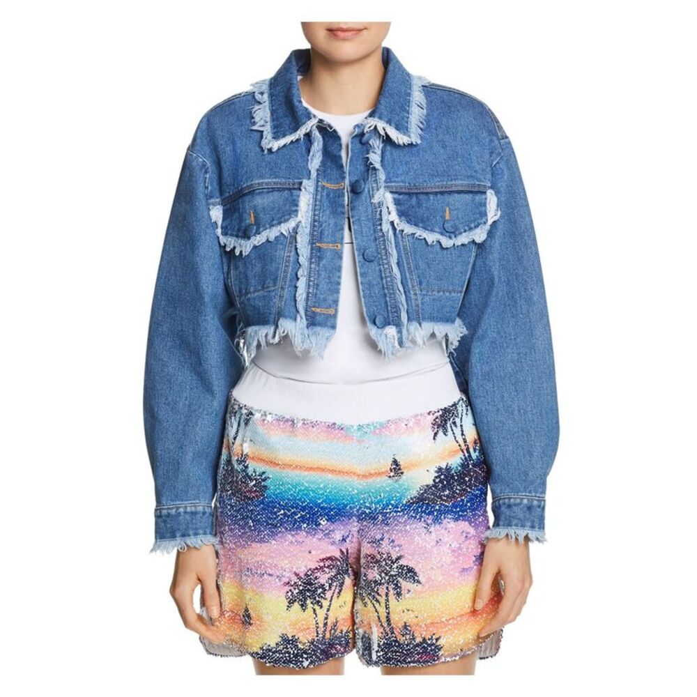 KSENIA SCHNAIDER Womens Blue Denim Jacket Size: S
